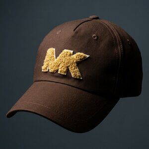 Michael Kors Womens Brown MK Chenille Logo Baseball Cap Dad Hat One Size